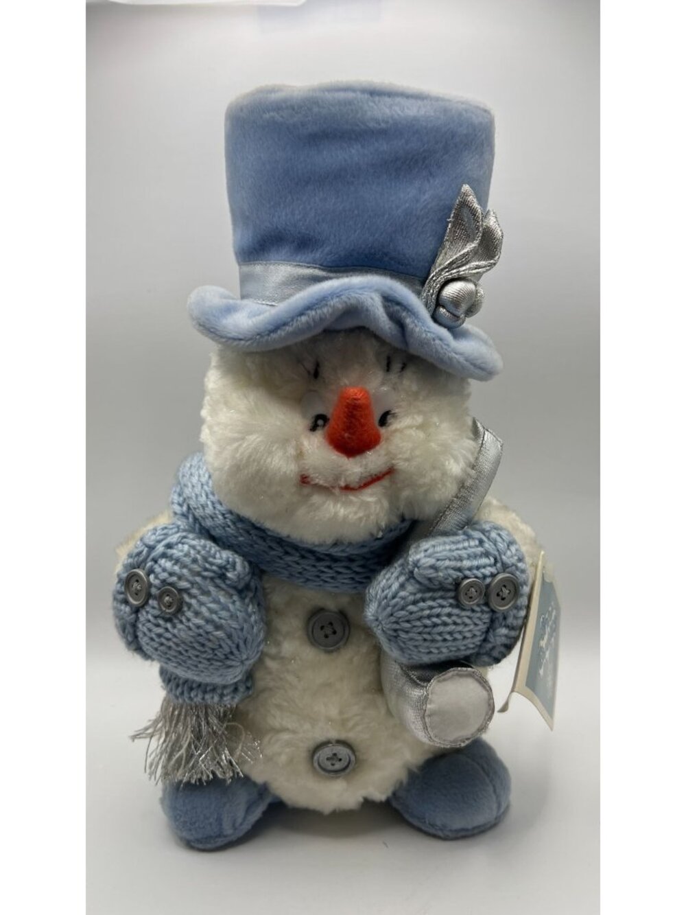 Snow Buddies Plush Snowman With Blue Hat Knit Scarf & Mittens Sparkling Accents
